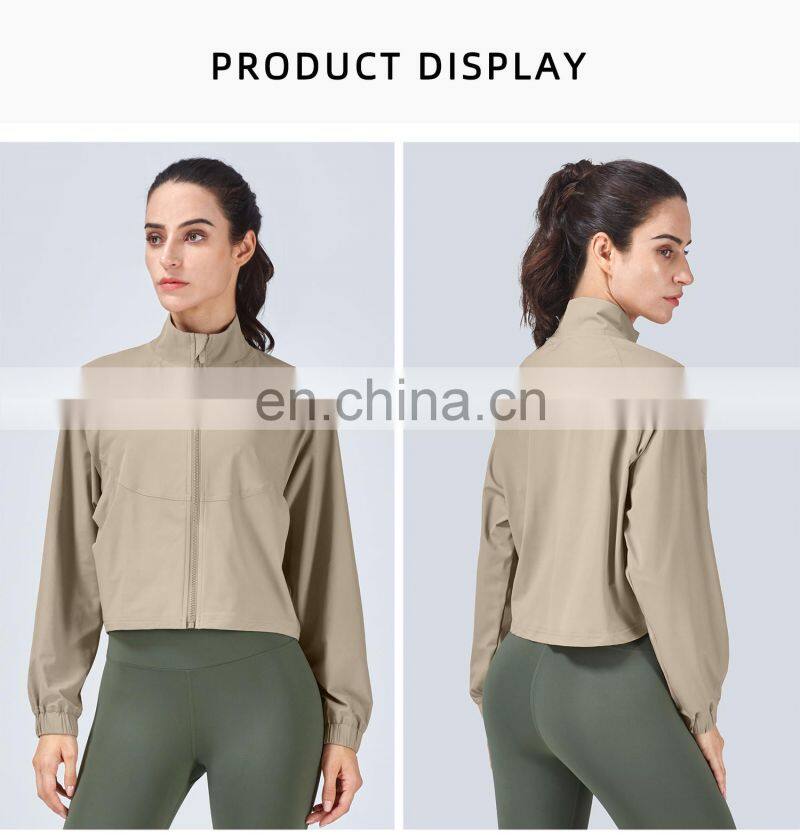 New Pocket Outdoor Workout Jacket Women Loose Yoga Exercise Sport Wears Gym Jacket