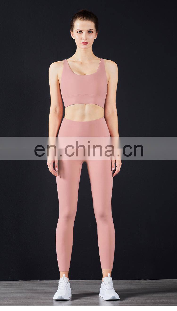 Hot Sale  Women Fitness Sexy Backless Yoga Set Custom Workout Breathable Gym Activewear