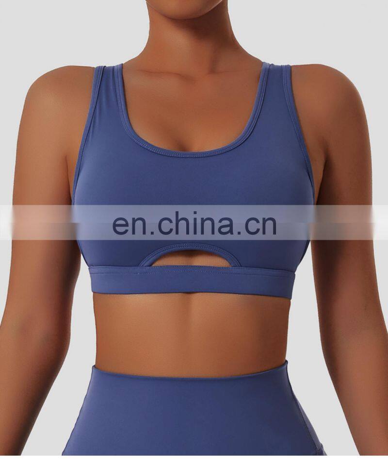 Wide Shoulder Straps Sexy Sports Bras Wholesale Backless Four Way Stretch Yoga Tops