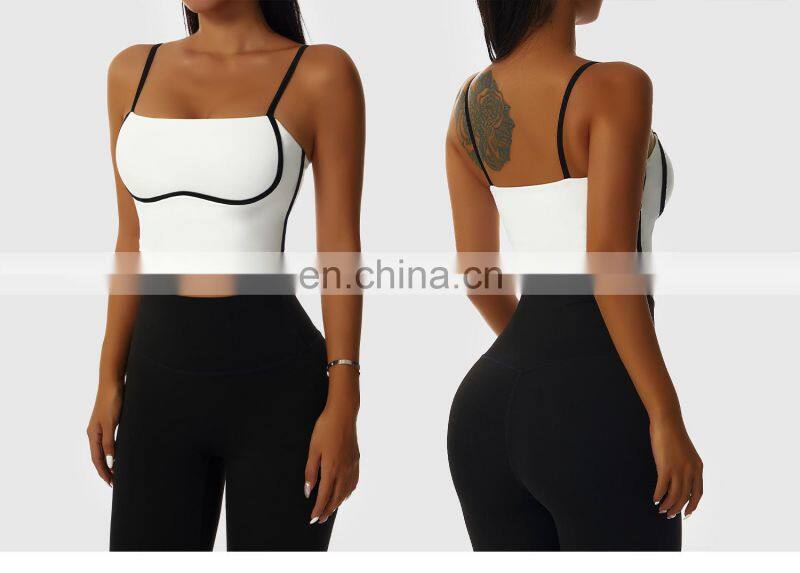 Factory Sale Contrasting Colors Backless Sports Bras Sling Straps Yoga Fitness Tops