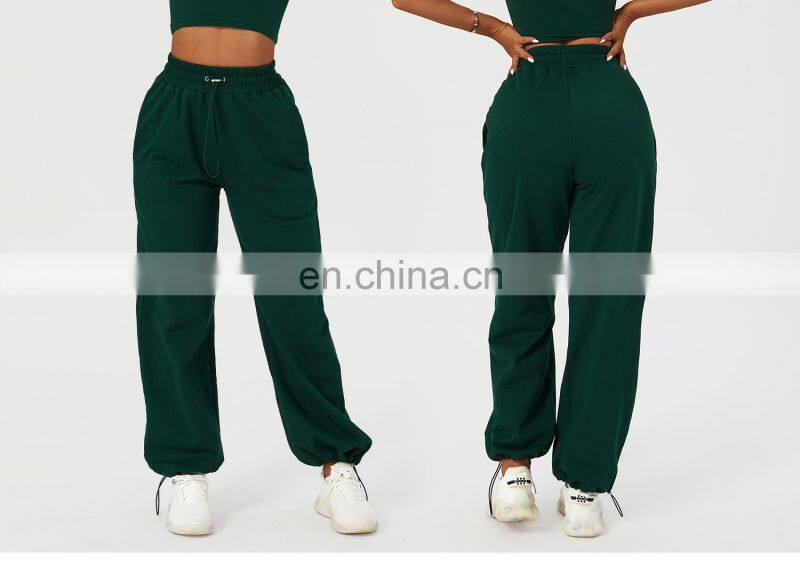 Custom Workout Adjustable Blank Jogger Pants Women Side Pockets Gym Sports Leggings