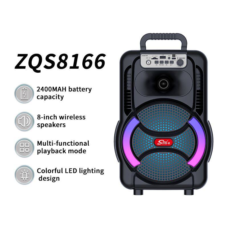 ZQS8166 best 2400MAH battery capacity 20W power 8 inch OEM with MIC bluetooth speaker for outdoor