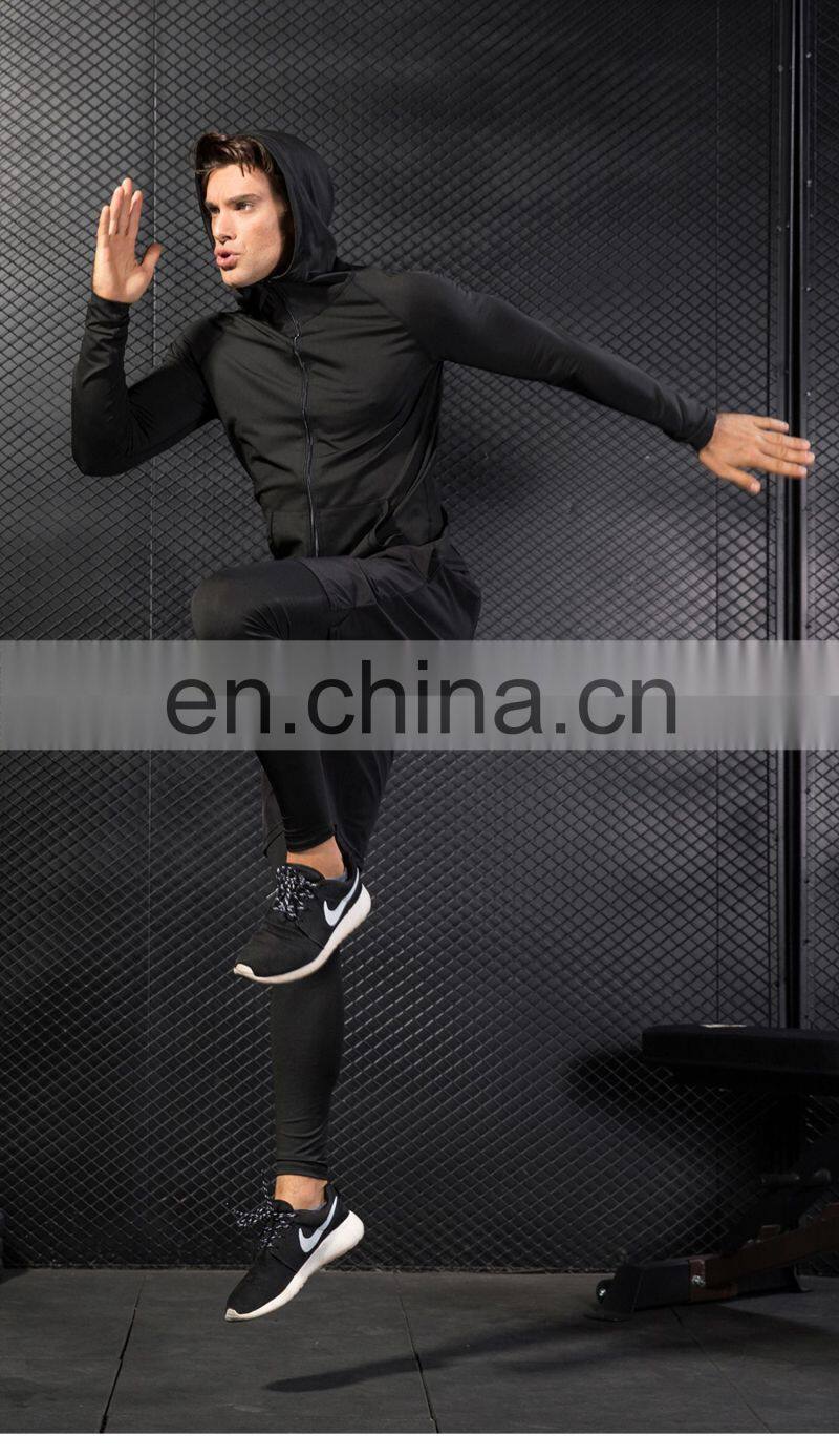 Fitness Running Training Men's Jacket Long Sleeve Zip Casual Hoodie Quick Dry Sport Jacket