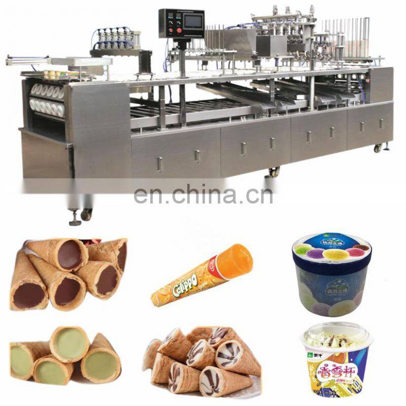 Shanghai factory Complete ice cream mixing freezing filling sealing packing machine stick cup cone ice cream production line