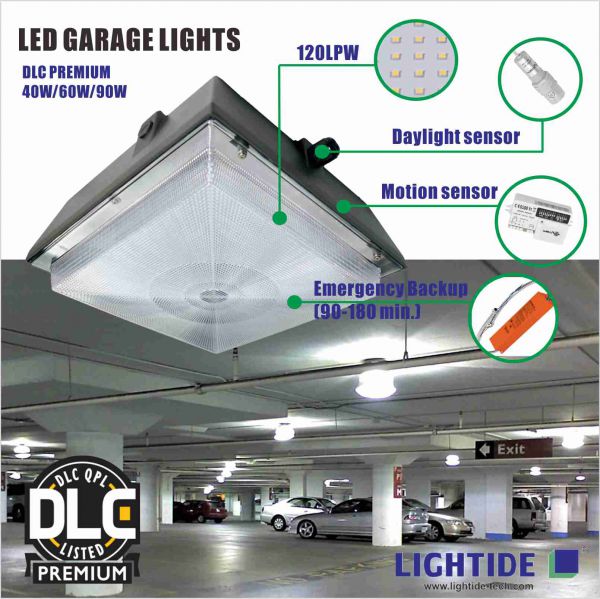 DLC Premium Emergency LED Garage Canopy Lights 40W/60W/90W