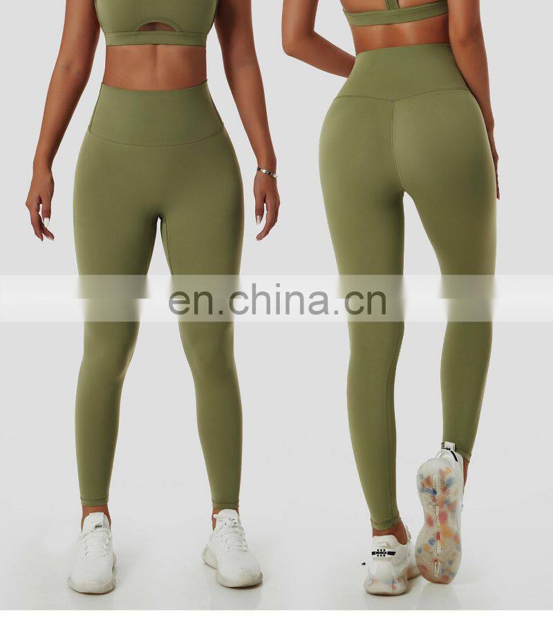 Custom High Waist Yoga Fitness Pants Sexy Peach Hip Sports V Shaped Leggings