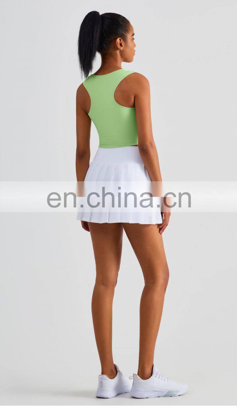 Ribbed Semi Fixed Cups Sports Bras Women Hot Sales High Impact Yoga Crop Tank Tops