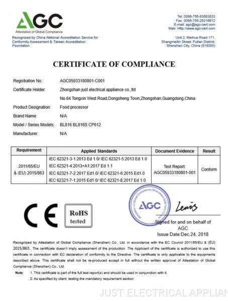 ROHS TEST CERTIFICATE