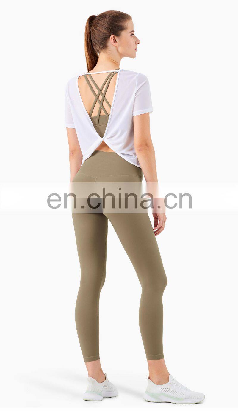 3 Pcs Recyle Women Yoga Set Beauty Back T Shirt Skin Friendly Sports Leggings Suit