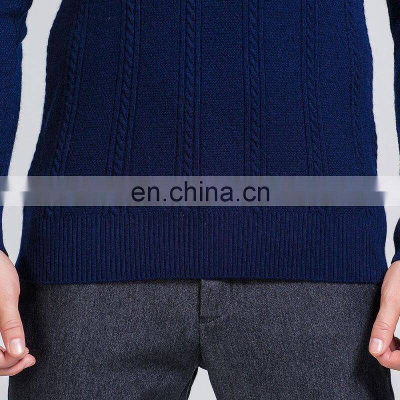 High Quality 100% Merino Wool Crew Neck Cable Knitted Pullover Sweater for Men for Winter