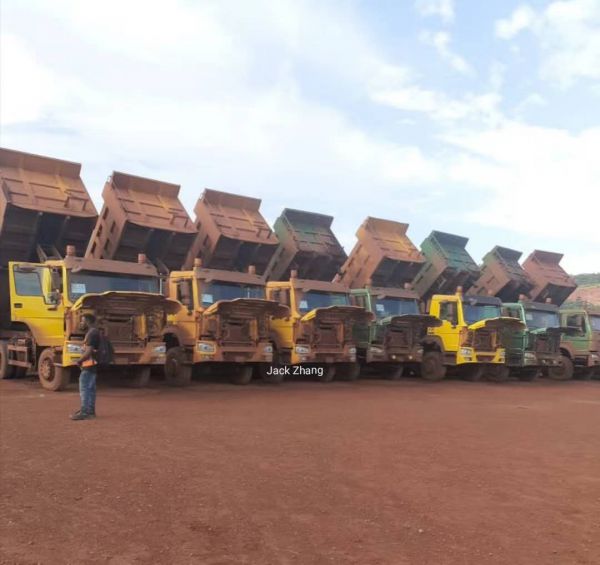 our dump trucks working in Africa
