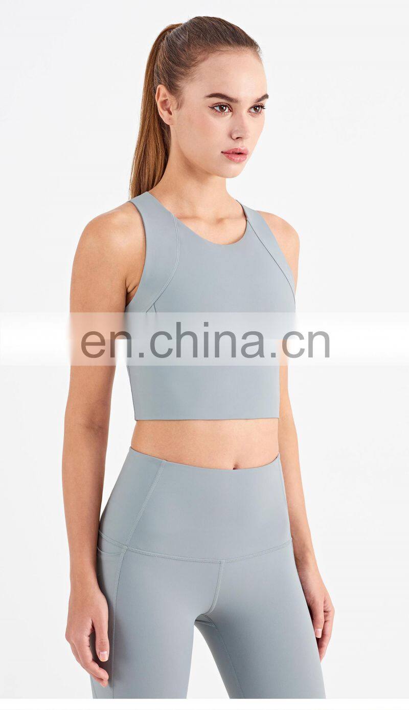 Fashion Custom Sports Bra With High Neck Running Shockproof Yoga Bra Fitness Tank Top Women
