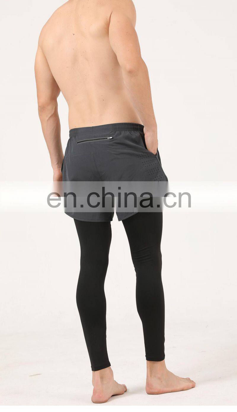 Quick-Drying Men's Leggings Casual Tights Body Two Pieces Running Fitness Sports Shorts