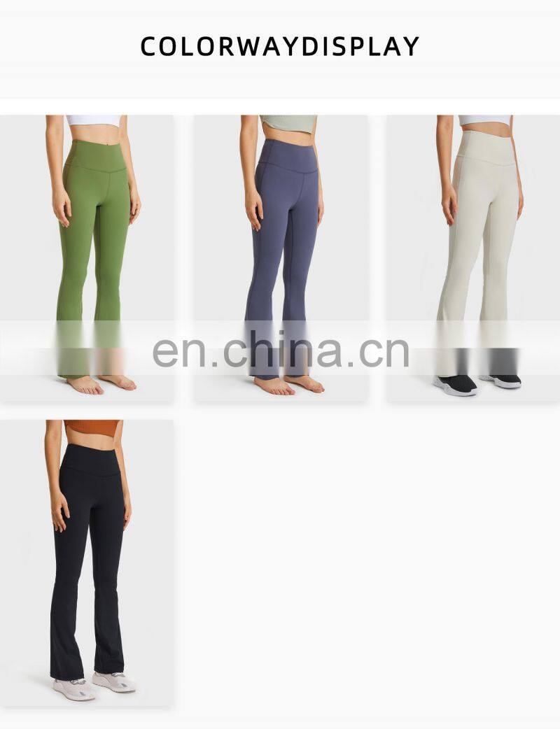 Custom High Waist Flare Running Fitness Pants Scrunch Butt Yoga Breathable Leggings