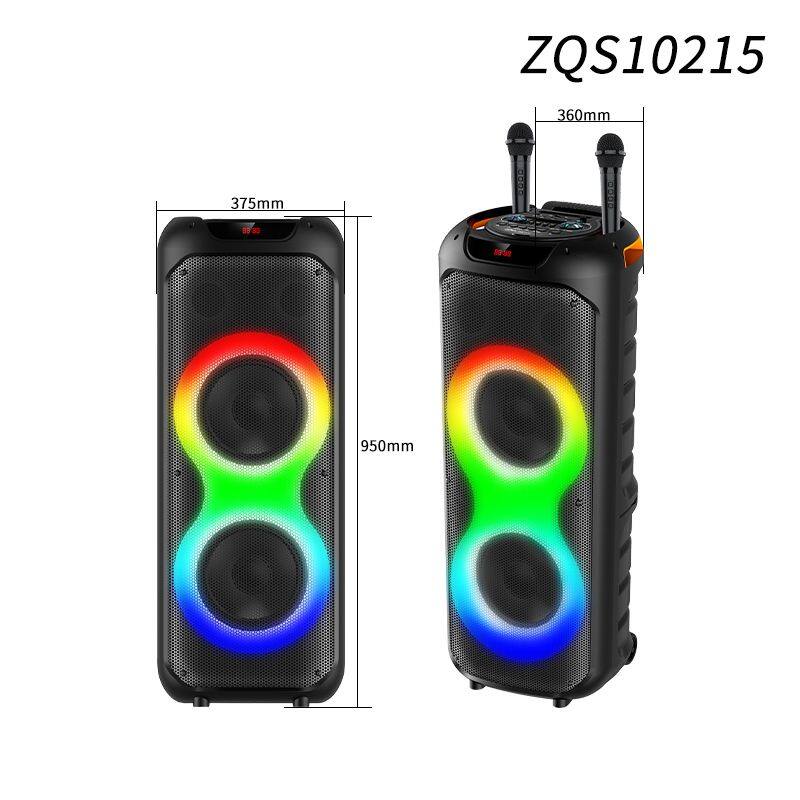 ZQS10215 super power 60W wireless 10-inch*2 deep bass OEM party speaker with colorful lights