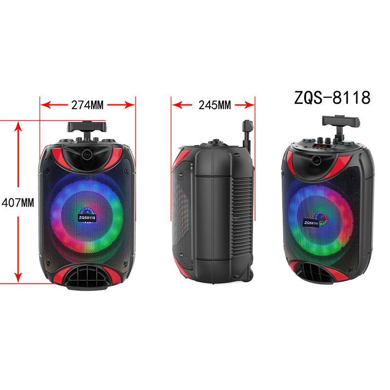 ZQS8118 portable single 8 inch 15W power subwoofer OEM active bluetooth loudspeaker for outdoor