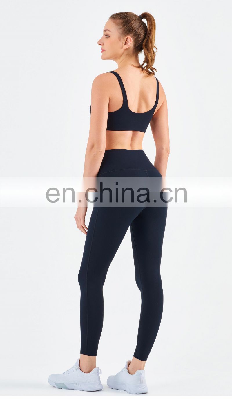 2023 Women's Sports Fitness Yoga Sets Invisible Elastic Hem Bra High Waist Legging Suits