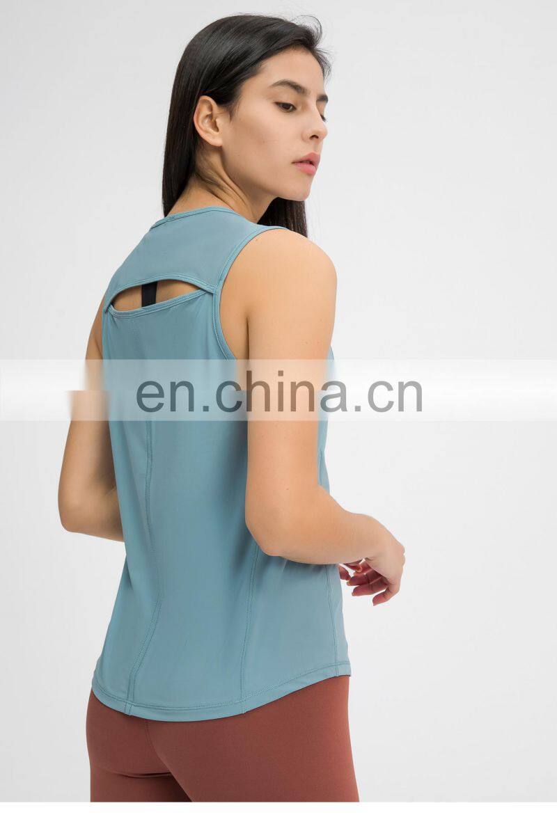 Oem Womens Yoga Tank Tops Plus Size Hollow Out Back Sports T Shirts With Mesh