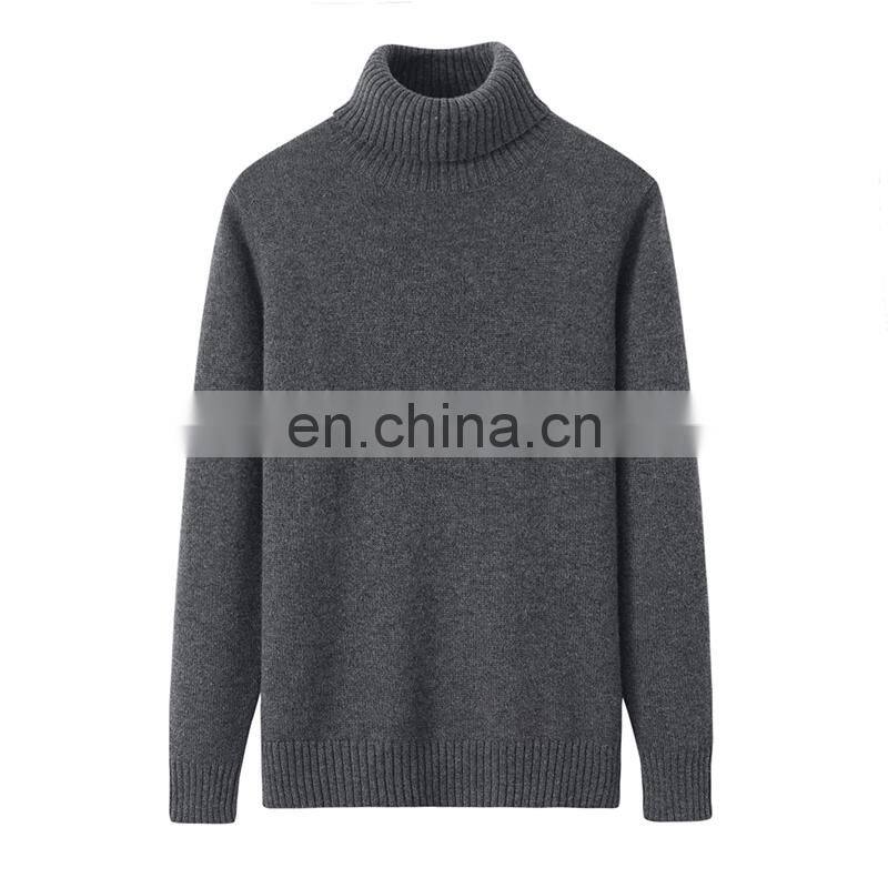 Custom 100% Cashmere Turtleneck Sweater Solid Pattern Long Sleeve Winter Knit Casual Style with Front Logo