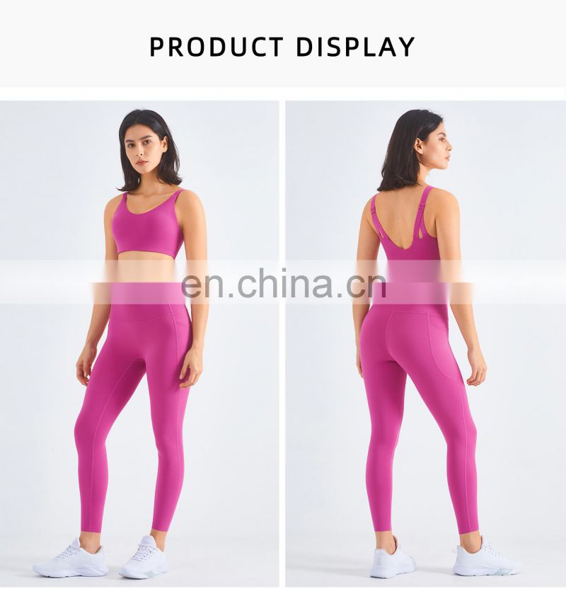 2 Pcs Recyclable Women High Impact Fitness Yoga Sets Adjustable Strap Sport Wear