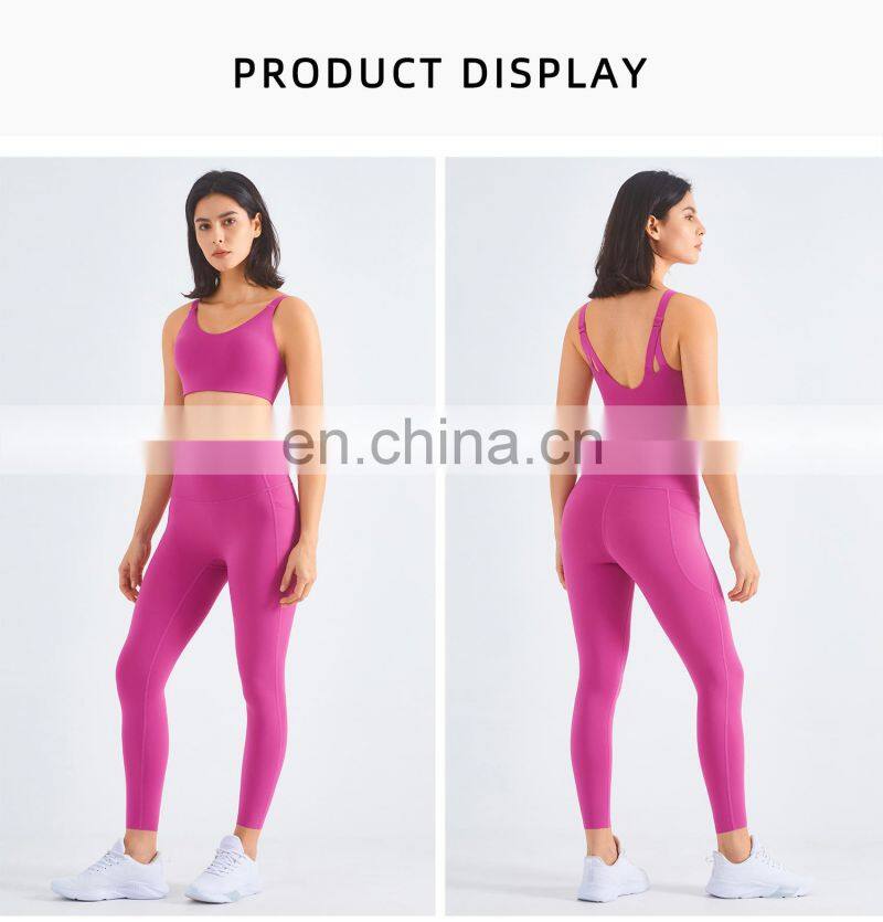 2 Pcs Recyclable Women High Impact Fitness Yoga Sets Adjustable Strap Sport Wear