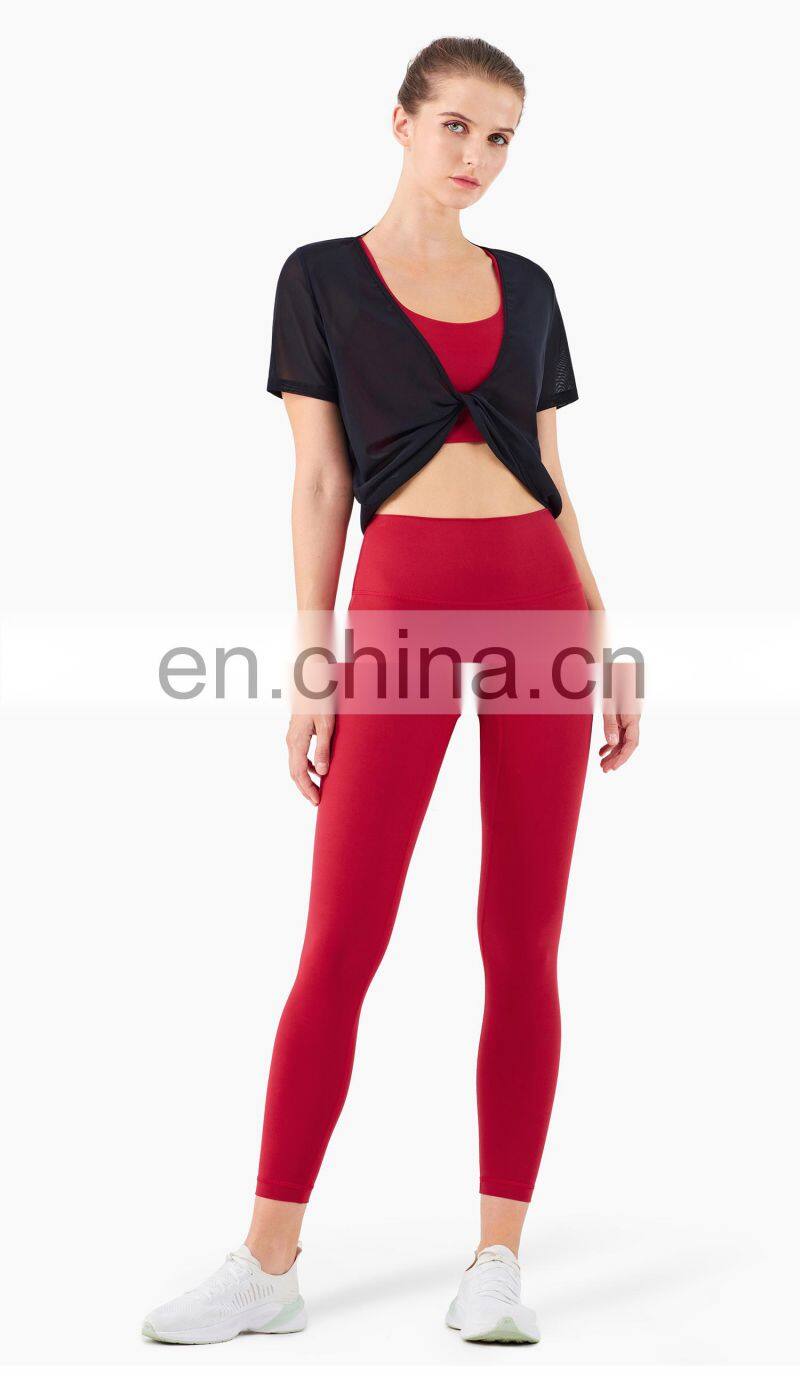 3 Pcs Recyle Women Yoga Set Beauty Back T Shirt Skin Friendly Sports Leggings Suit