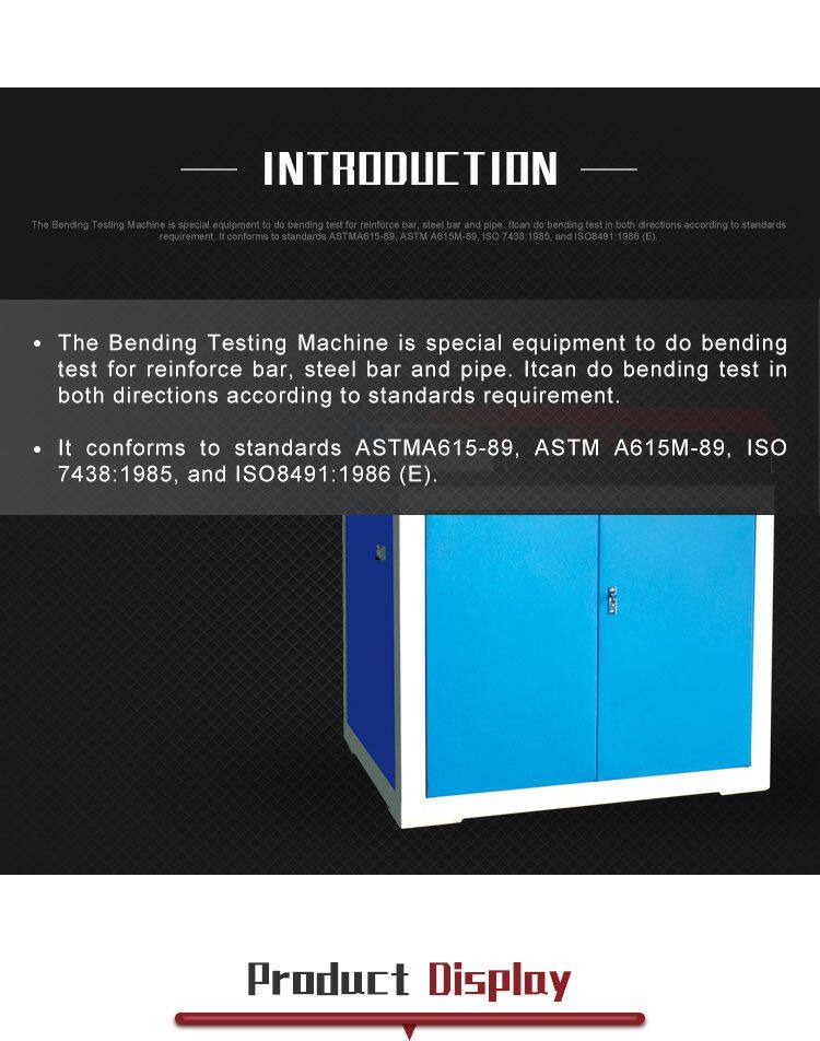 ASTM A615-89 Bend and Rebend test 6-50mm Steel Bar ReBar Cold Bending Testing 180 Reverse Bending Testing Machine