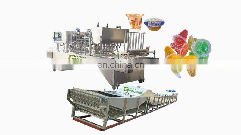 Factory assorted fruit cup packed pudding cup filling sealing packing making machine jelly processing plant production line