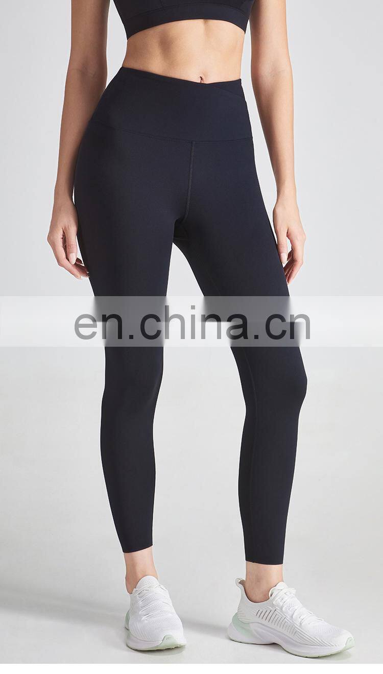 Half Cross Waist Design Printed Butt Lift Gym Leggings Yoga Gym Wear High Support