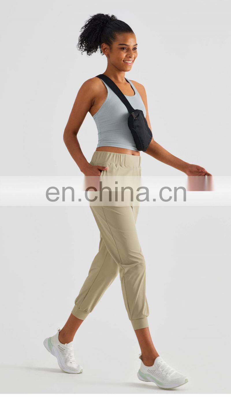 Custom Quick Dry Women Jogging Loose Casual Pants Side Pockets Yoga Fitness Leggings