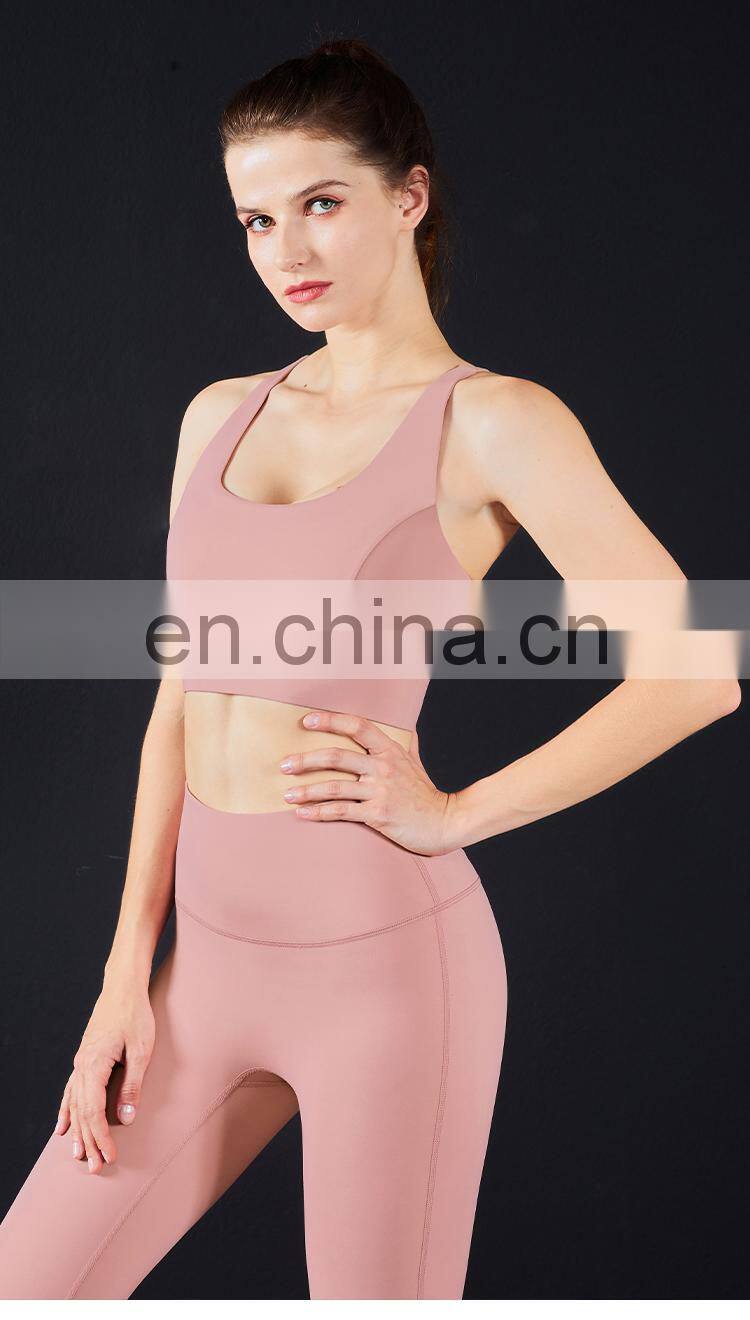 High Impact Women Workout Tops Fitness Sports Bra Hollow Ross Back Running Gym Yoga Bra