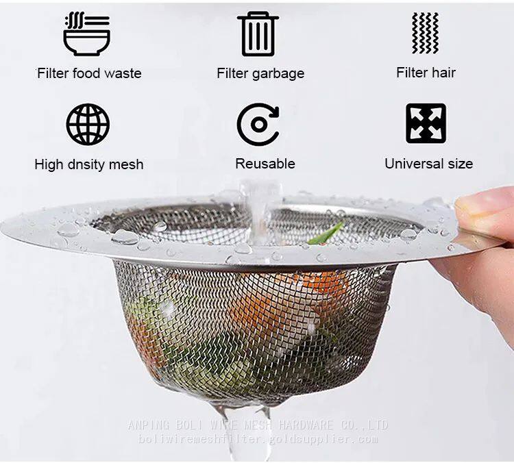 Industrial-Stainless-Steel-Perforated-Mesh-3-1-2-Corner-Kitchen-Sink-Stopper-Food-Waste-Drain-Deep-B