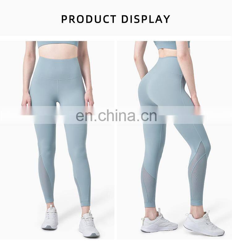 Wholesale Custom Women Yoga Pant Fitness Apparel High Waisted Workout Sport Mesh Yoga Leggings