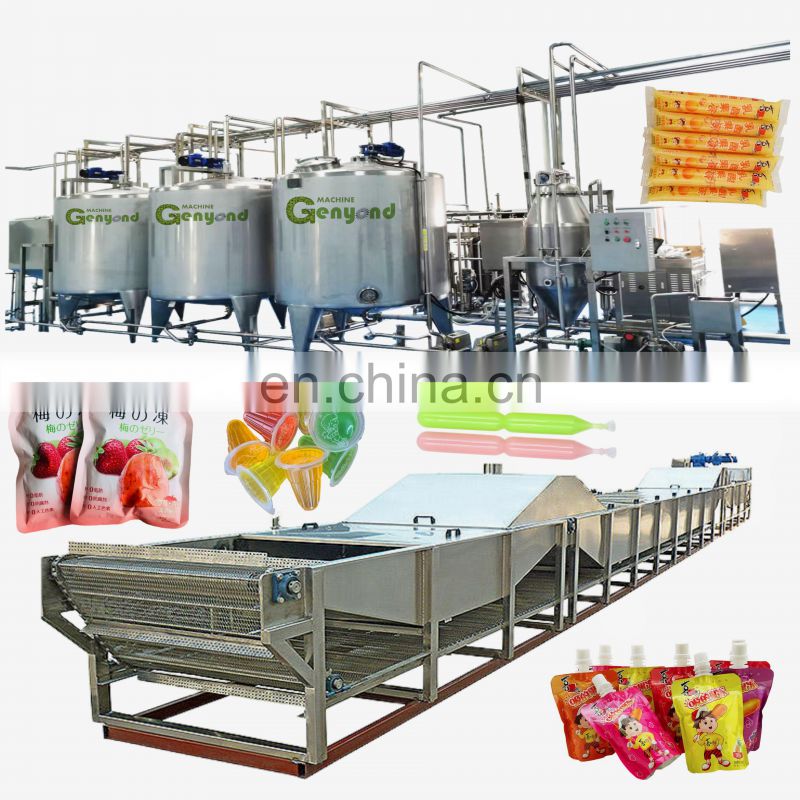 Factory assorted fruit cup packed pudding cup filling sealing packing making machine jelly processing plant production line