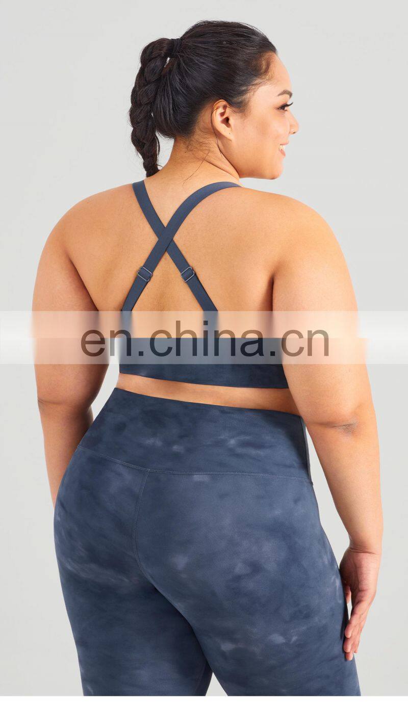 Wholesale Plus Size Women Tie Dye Sport Bra Top Fitness Shockproof Workout Wear