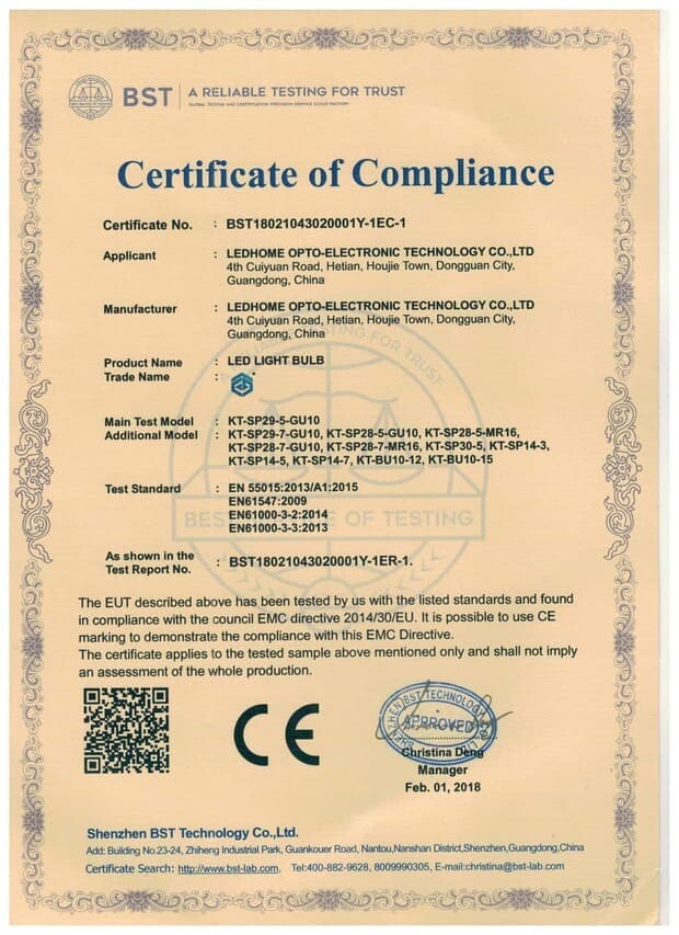 CE EMC-LED LIGHT BULB