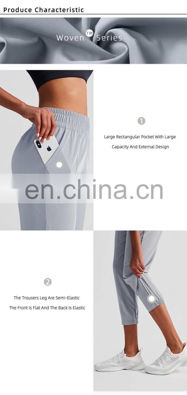 High Quality OEM Women Casual Joggers Pants Large Side Pocket Breathable Sweatpants