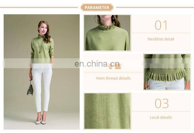 Custom Ruffled Collar Sweaters 100 % Cashmere Knitted Sweater Women