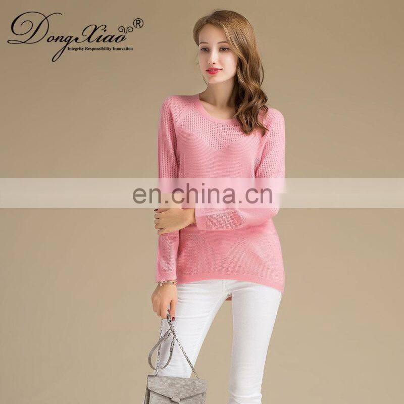 Cozy Crew Neck Woman Sweaters Long Sleeve Knitted 100% Cashmere Pullover Sweater
