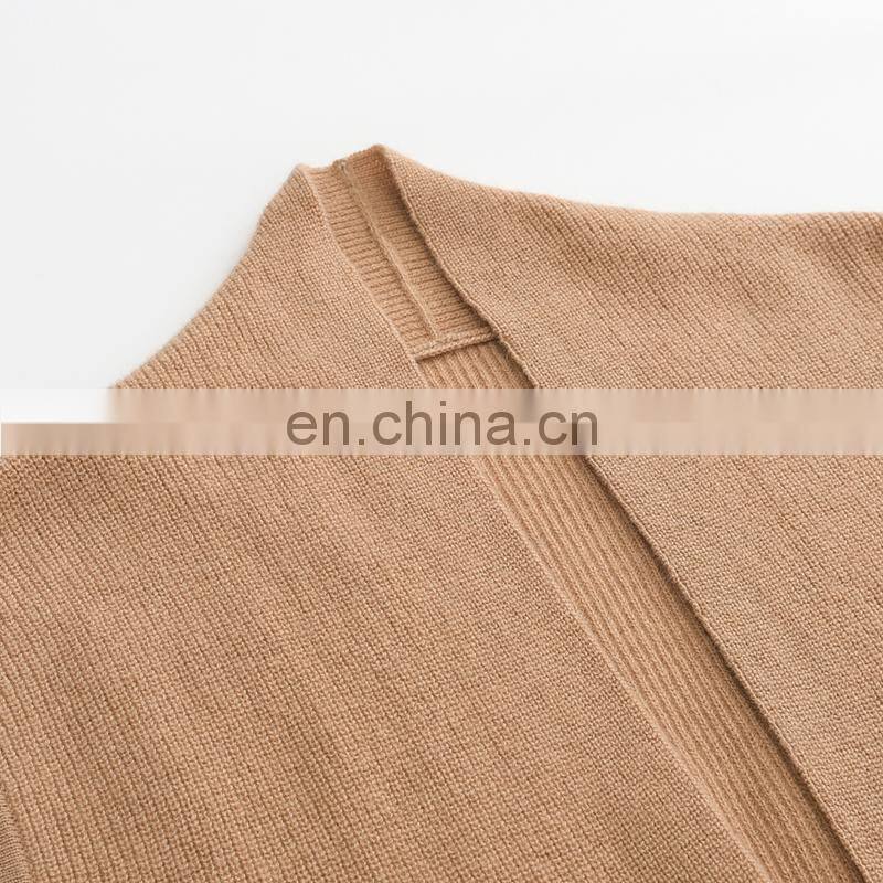 Best Quality 100% Cashmere Sleeveless Cardigan Sweater for Women Solid Color Elegant Long Spring Style Front Logo