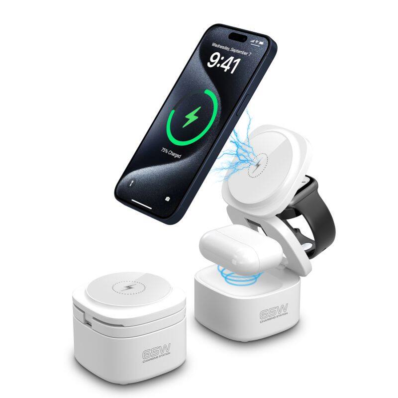 USB foldable wireless magnetic portable charger for  smart phone earphones  watch