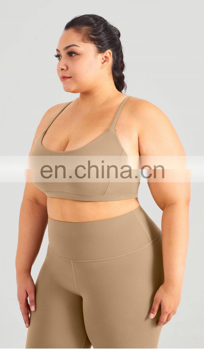 Hot Sale V Back Nude Sport Yoga Bra Sexy Woman Eco Gym Figym Fitness Top