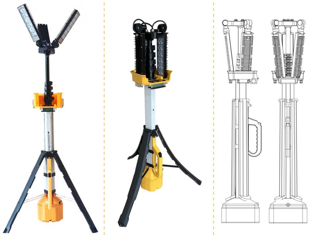 全景移动照明灯组-便携式充电3x60wHS-6129