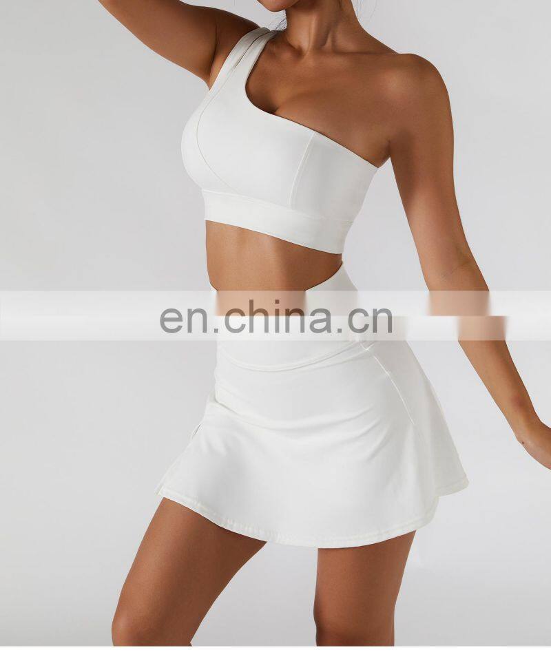 Tik Tok Anti Glare Women Tennis Pleated Skirts Solid Color Outdoor Active Wears