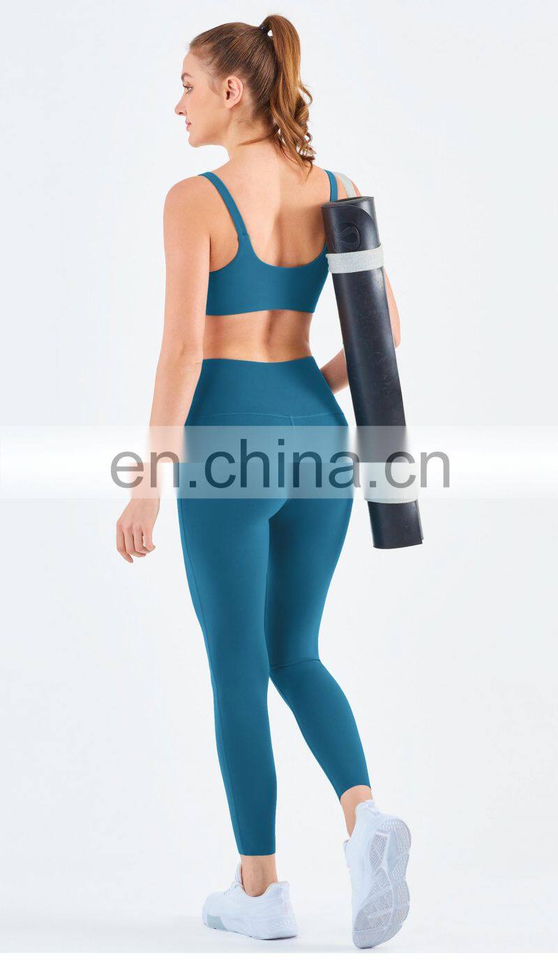 2023 Women's Sports Fitness Yoga Sets Invisible Elastic Hem Bra High Waist Legging Suits
