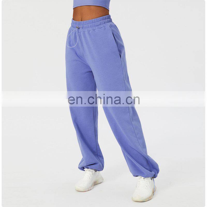 Custom Workout Adjustable Blank Jogger Pants Women Side Pockets Gym Sports Leggings