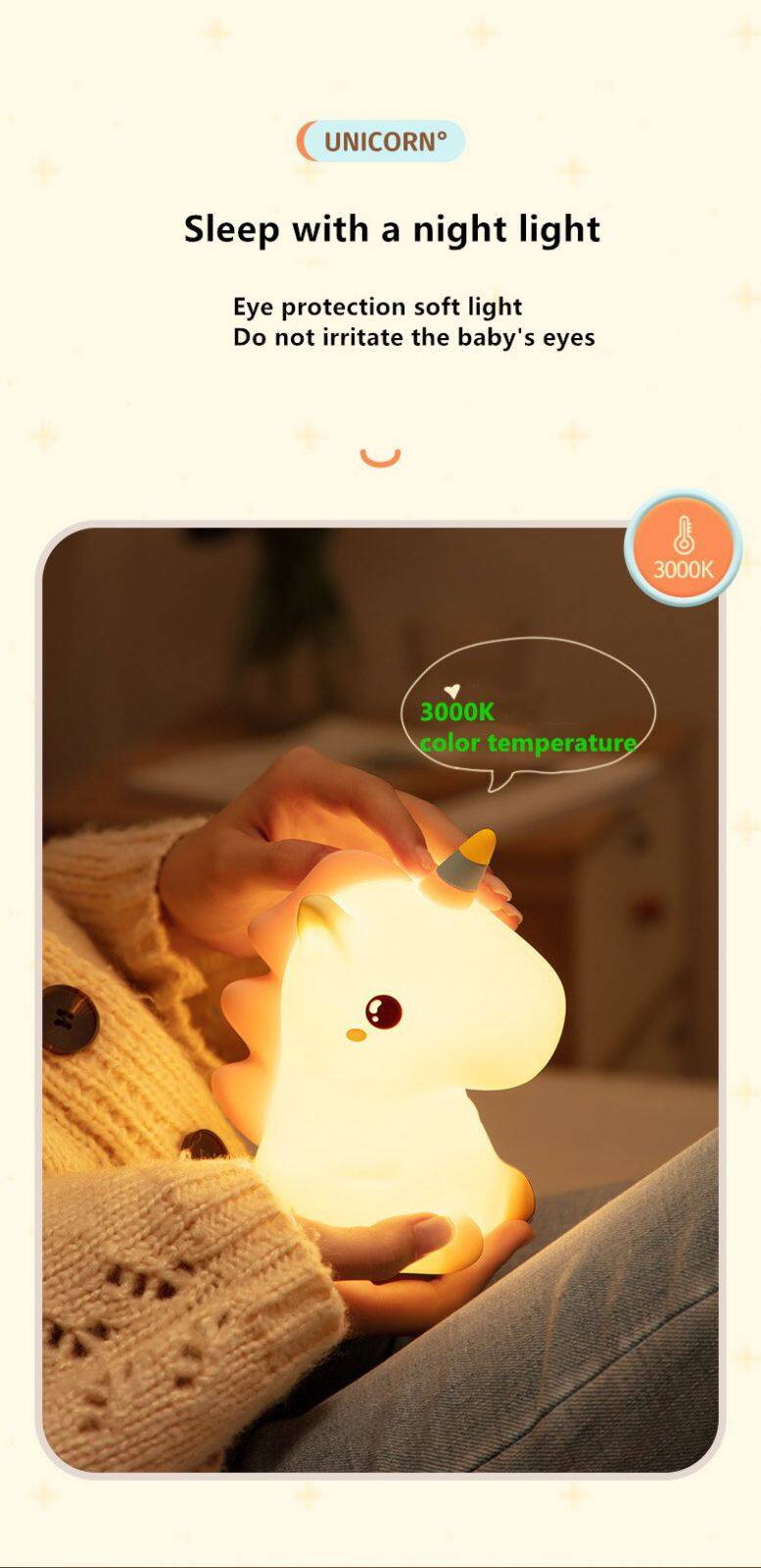 Creative Unicorn Nightlight Children Feeding Sleep Pat Light Bedroom Night Light