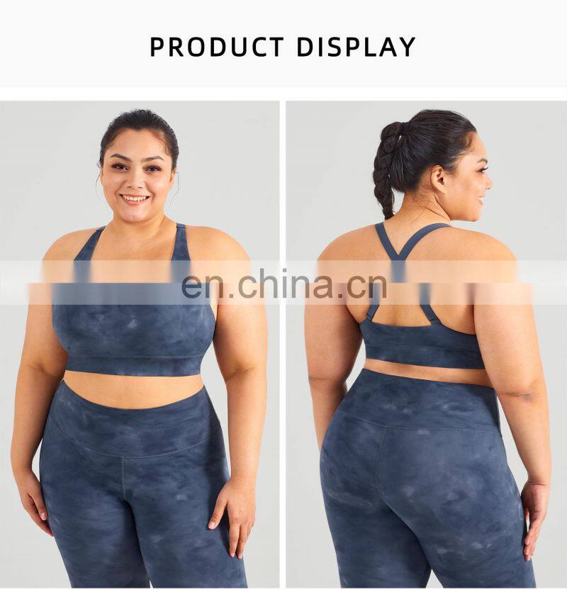 Wholesale Plus Size Women Tie Dye Sport Bra Top Fitness Shockproof Workout Wear