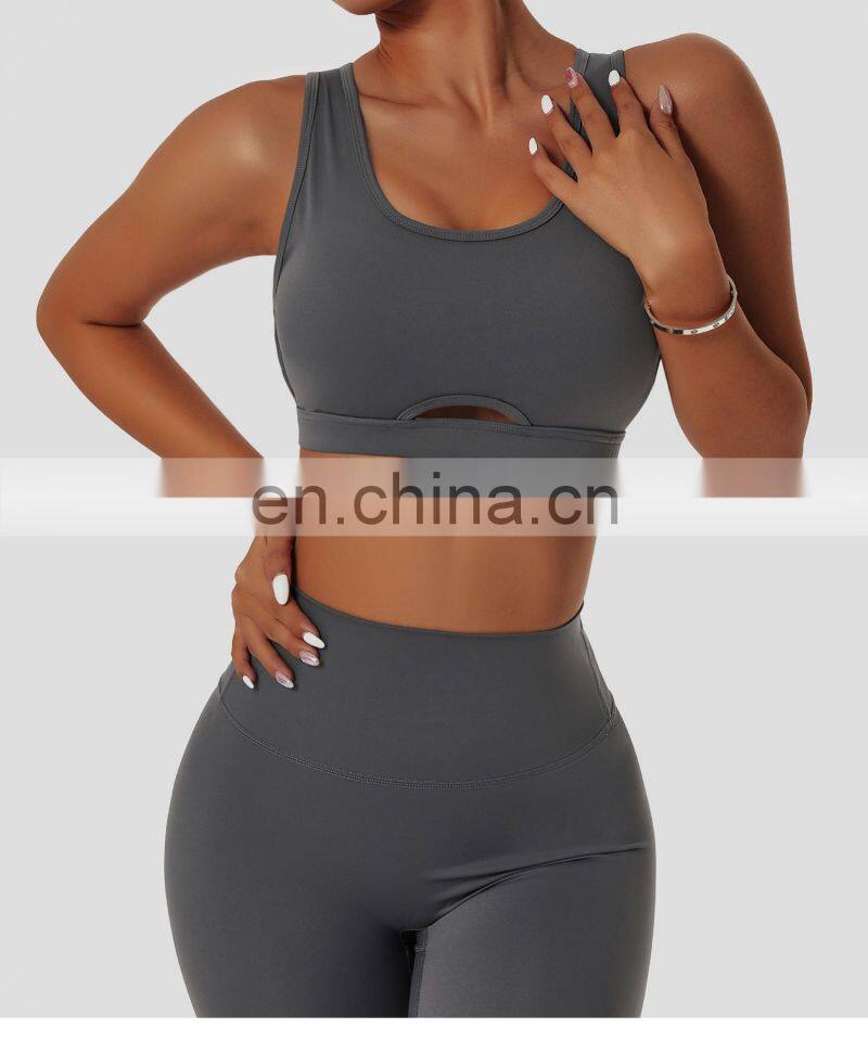 Wide Shoulder Straps Sexy Sports Bras Wholesale Backless Four Way Stretch Yoga Tops
