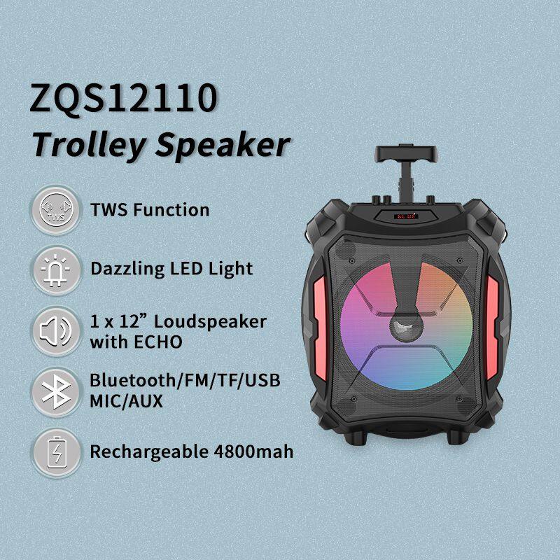 ZQS12110 30W power wireless OEM single 12-inch speaker bluetooth speaker with colorful lights